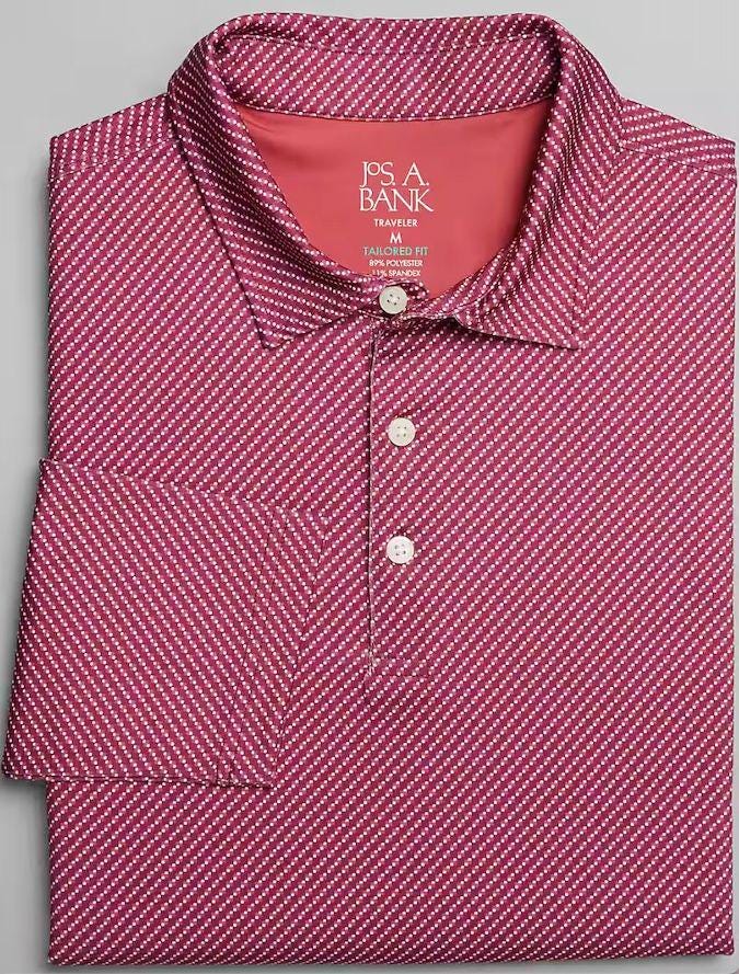 Chemise Jos A. Bank Travelers - Manches Courtes à Carreaux Orange - Taille L (Grande Taille) - 100% Coton