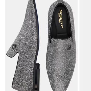 Silver Sparkly Slip on Shoes Men - Etsy Silver Sparkly Slip on Shoes Men - Etsy