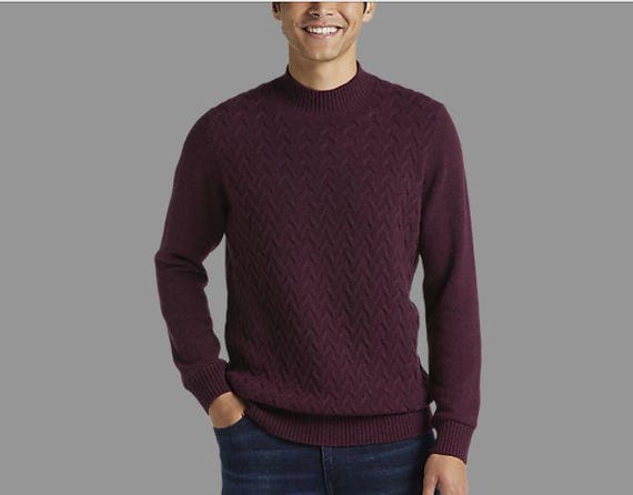 Joseph Abboud Modern Fit Mock Neck Sweater 2XL Colour Wine