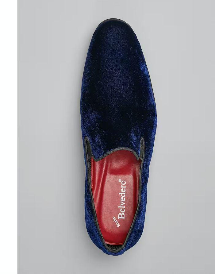 Belvedere Paolo Navy Velvet Slip-on Formal Loafers 9 D  display picture 2