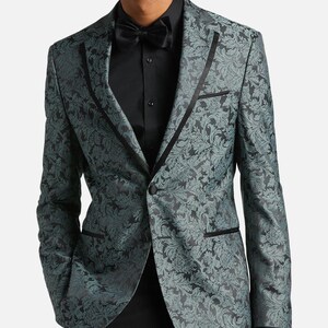 Egara Slim Fit Floral Dinner Jacket Mens Size 40R NWT Green image 1