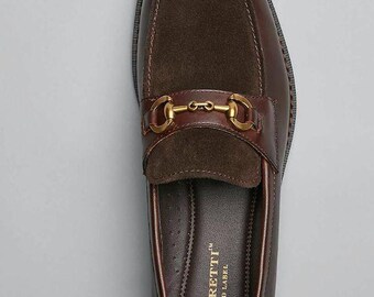 Moretti Dickens Bit Loafers, Dark Brown Leather Slip-on  display picture 2