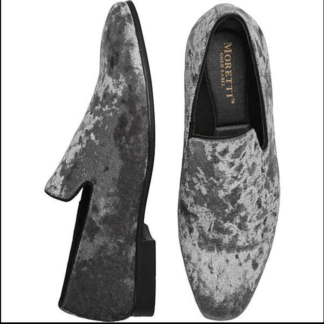 Moretti Gill Silver Velvet Formal Shoes- Elegant Dress Shoes  display picture 3