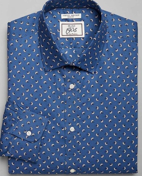 dress shirt size 16 1 2 Jos. A. Bank Slim Fit Ginkgo Leaves Dress Shirt size:16 1/2 X33 colour