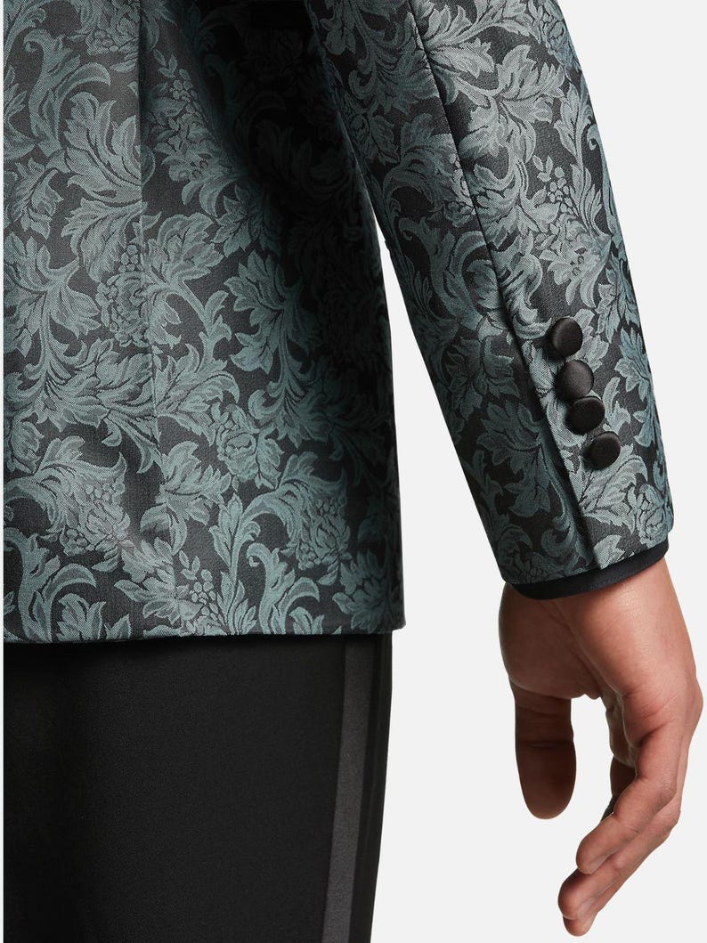 Egara Slim Fit Floral Dinner Jacket Mens Size 40R NWT Green image 2
