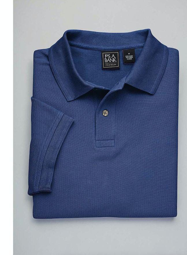 Jos. A. Bank Traveler Collection Traditional Fit Short Sleeve Polo for Men - Size S Wrinkle-Resistant Casual Shirt for Travel and Daily Wear