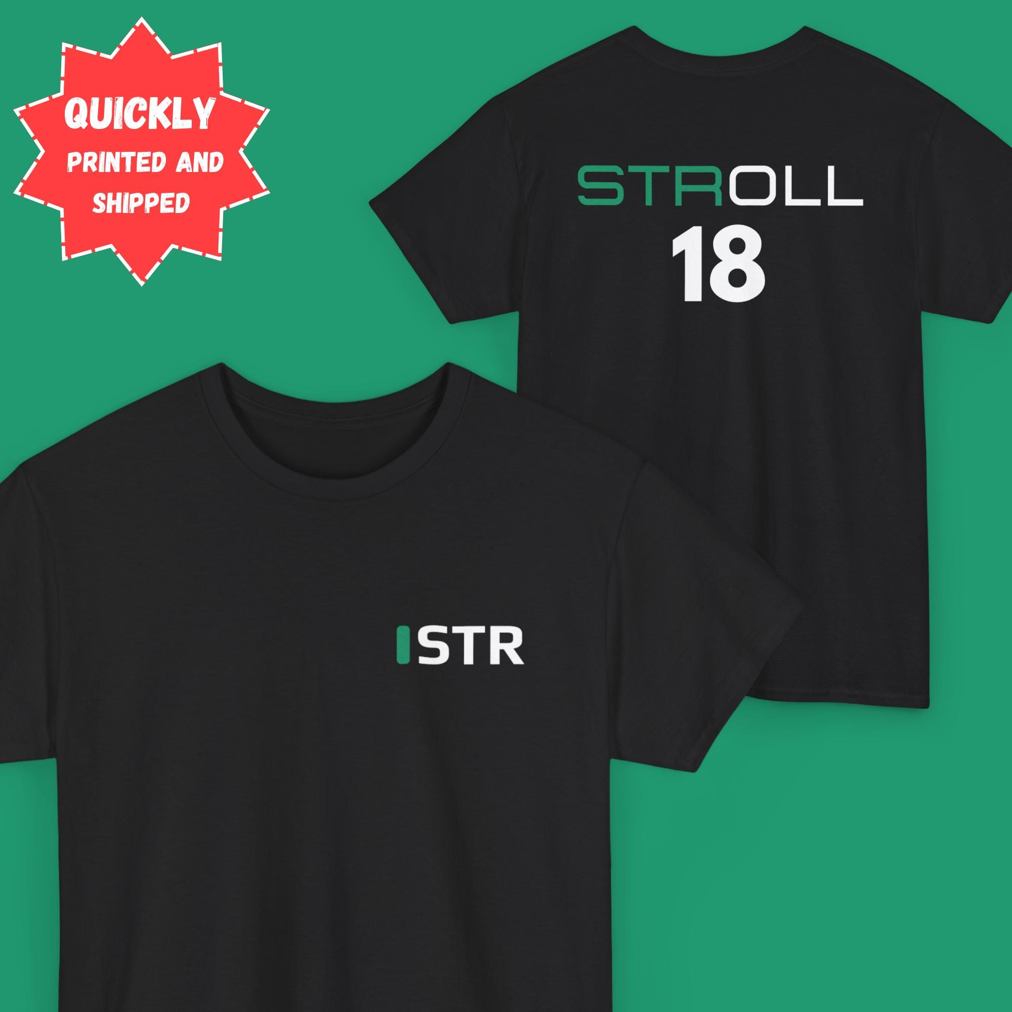 Lance Stroll 18 Racing Fan Tee, Aston Martin Team Shirt, F1 Clothing, Merch, Formula One Gift, Motorsport Team Apparel, Sleek F1 Design