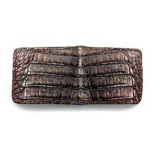 Rustic Alligator Leather Wallet, Luxury Leather, 6 slots, Single Compartment, Slim Bifold afbeelding 4