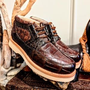 Mahogany Alligator Goodyear Welt Sneaker Boots