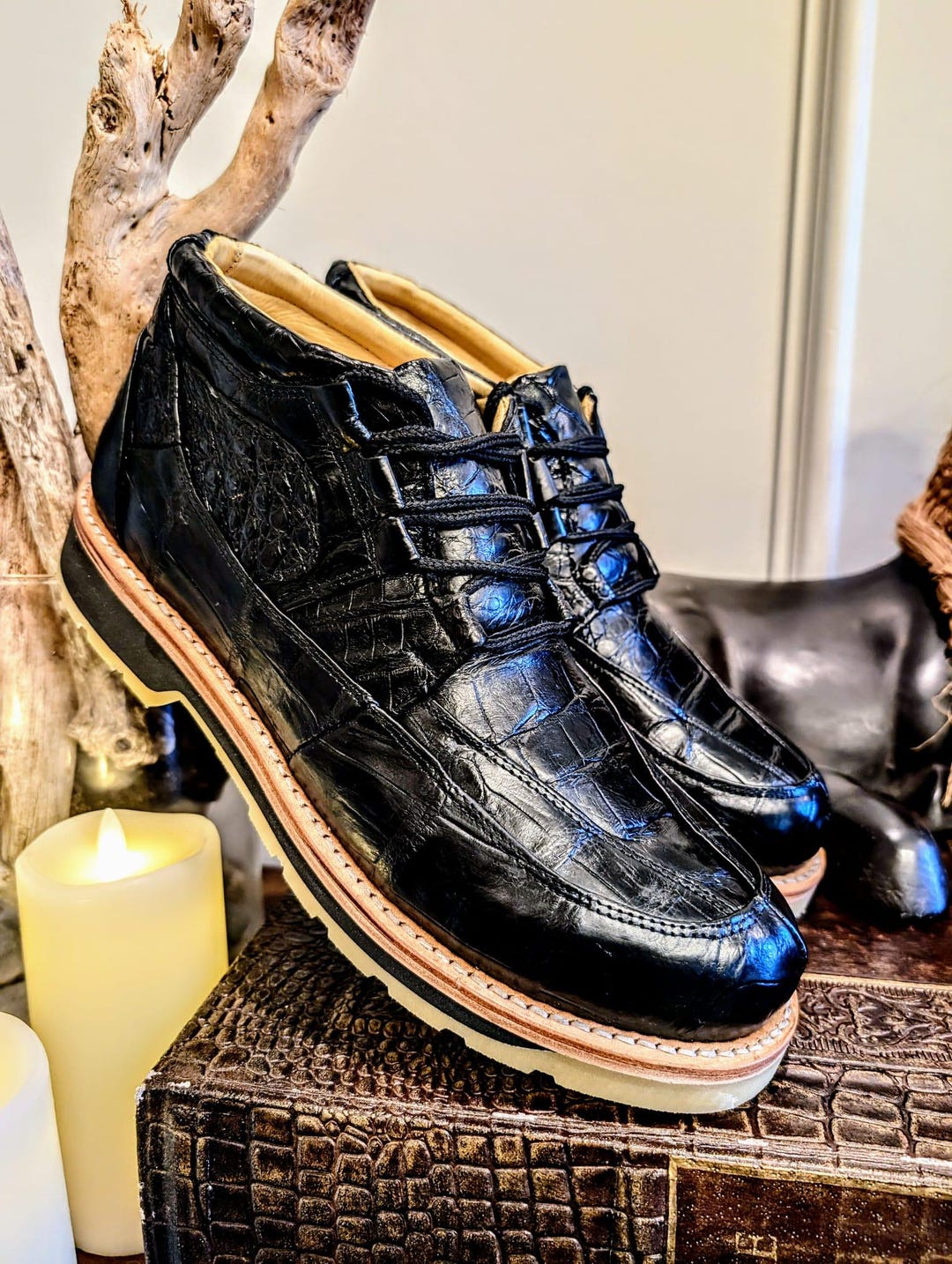 Men's Black Alligator Sneakers – Alligator Warehouse Boots