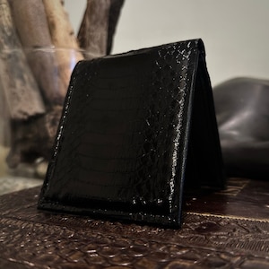 Cartera de piel de serpiente Blackstone Cobra con compartimento para identificación, billetera occidental hecha a mano, billetera de vaquero