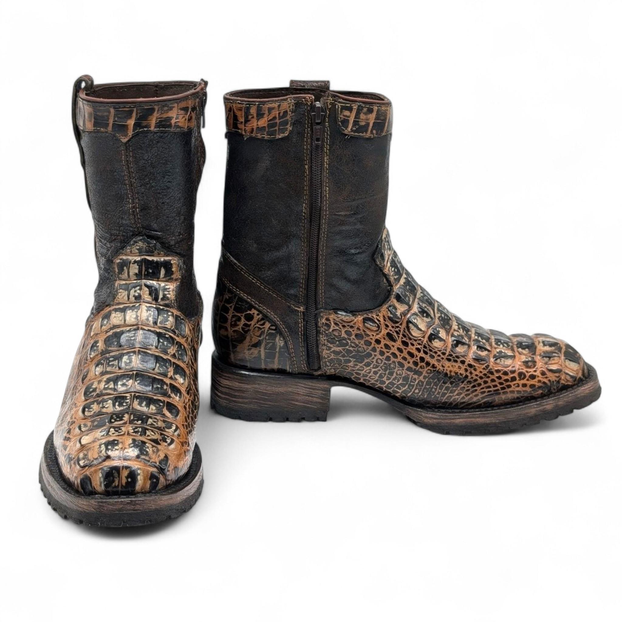 Alligator Hornback Leather Cowboy Boots, Handmade Goodyear Welt