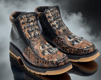 Alligator Hornback & Ostrich Boots, Rare Luxury Leather, Goodyear Welt, Men's 10.5/11 US