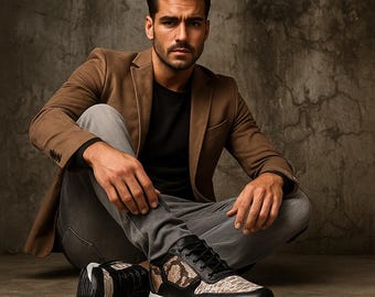 Handmade Python Snakeskin Sneakers: Black Leather Luxury Low Tops