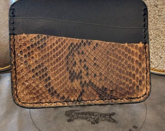 Handcrafted Snakeskin Leather Card Holder - Slim Minimalist Wallet