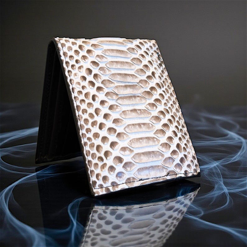 Handmade Snakeskin Bifold Wallet, Luxury Leather, 6 Card Slots image 1