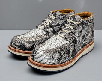 Snakeskin Leather Chukka Boots, Goodyear Welt Leather