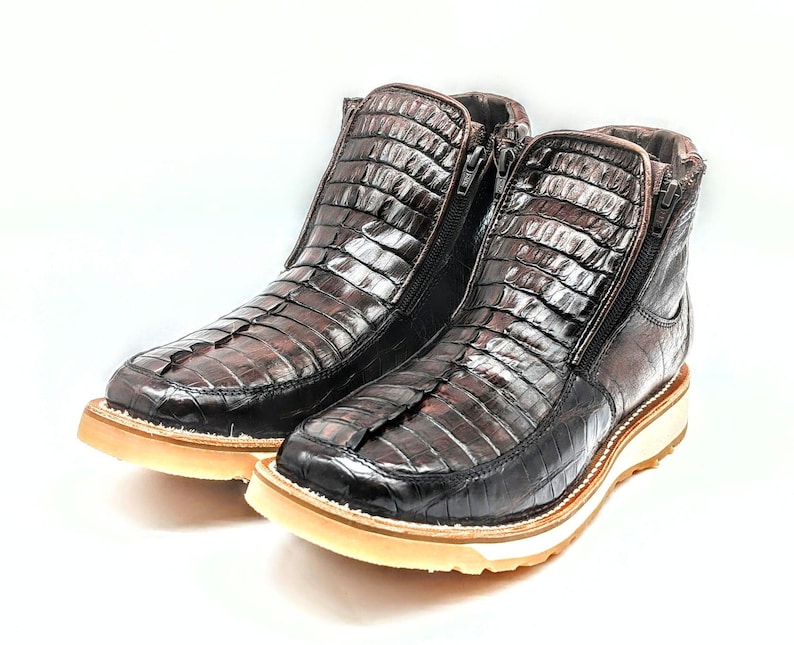 Alligator & Ostrich Leather Ankle Boots, Goodyear Welt, Size 9.5 image 1
