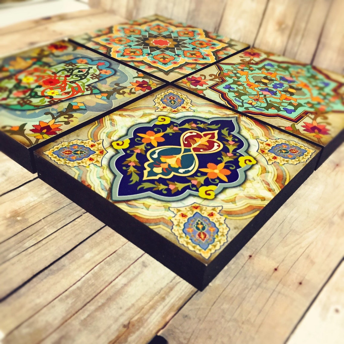 Moroccan Wall Art Set Hamsa Block Set of 4 Hamsa Wall Art Etsy UK