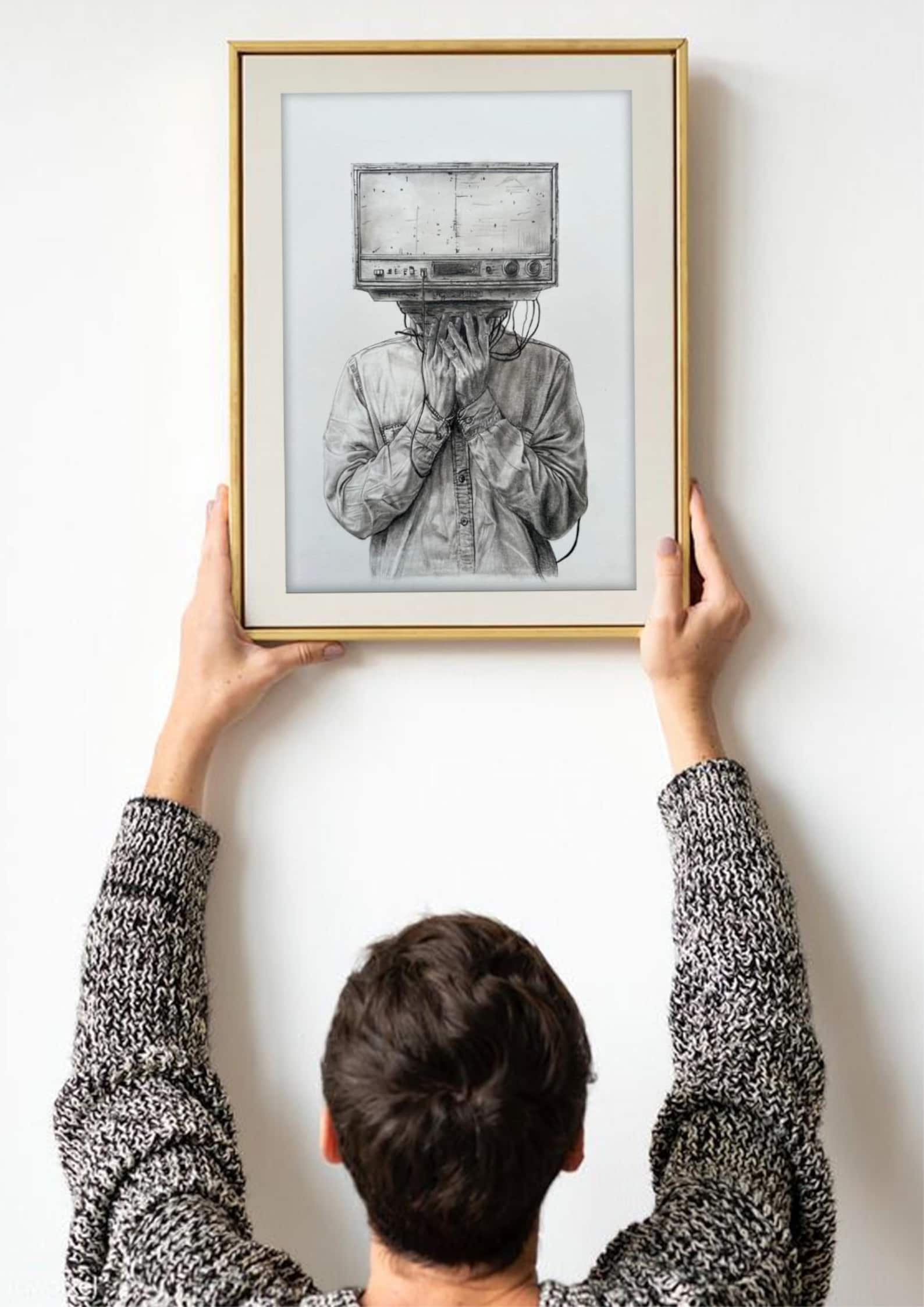 Surrealism Drawing Man With TV Head Original Colored Pencil Art Etsy surrealism-drawing-man-with-tv-head-original-colored-pencil-art-etsy