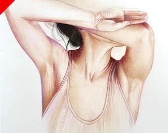 portrait original dessiné à la main de femme avec un crayon de couleur