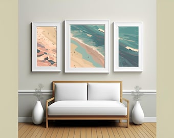 Coastal Boho Beach Art Set - Vibrant Gallery Wall Decor for a Serene Home, Tropical Ocean Prints, Nautical & Relaxing Atmosphere