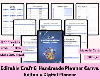 Craft Planner, Craft Project Organizer, Hobby Planner, Craft Organization, Sewing Organizer, Handmade Craft Business Planner,Digital Planner