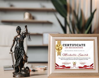 Editable Certificate of Recognition, Personalized Award Template for Achievement Gift, Customizable Printable PDF