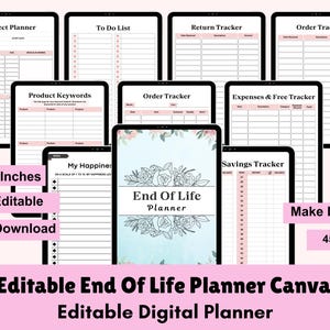 End of Life Planner Fillable Printable PDF, What If Binder Bundle, Just In Case of Emergency Digital Organizer, Emergency Binder Death