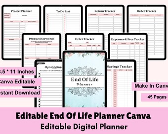 End of Life Planner Fillable Printable PDF, What If Binder Bundle, Just In Case of Emergency Digital Organizer, Emergency Binder Death