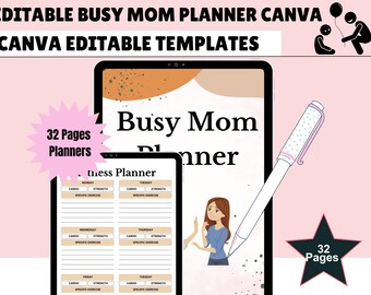 Busy Mom Planner Digital Template Stay at Home Mom Planner Life Organizer for Mom Life Planner Printable Editable Task Planner for Busy Moms
