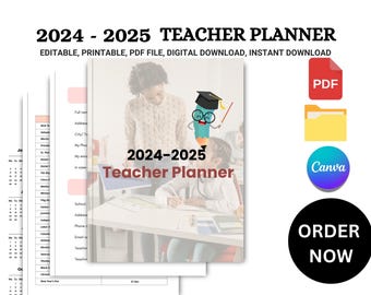 Customizable Teacher Planner, Editable School Year Organizer, Lesson and Schedule Planner, Perfect Back-to-School Gift, Daily Task Tracker