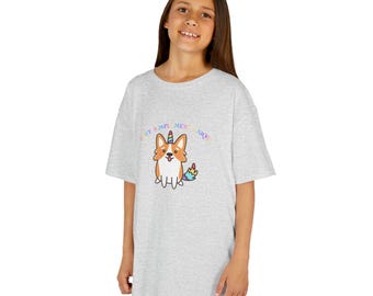 T-shirt Enfant Corgi Licorne, Chandail Tout Simplement Unique, Vêtement Chien Magique, Cadeau Message Positif Garçon et Fille