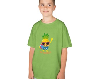 T-shirt Unisexe En Vacances, Chandail Ananas Enfant, Vêtement d'Été Fille et Garçon, Cadeau Fin des Classes et Plage
