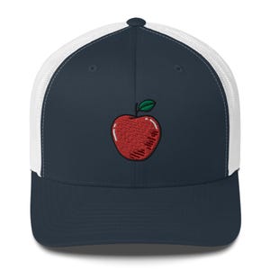 Embroidered Red Apple Trucker Hat | Unisex Casual Cap | Multiple Colors
