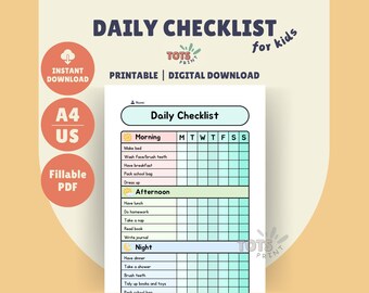 Kids Daily Checklist: Editable Routine Chart (Digital Download)