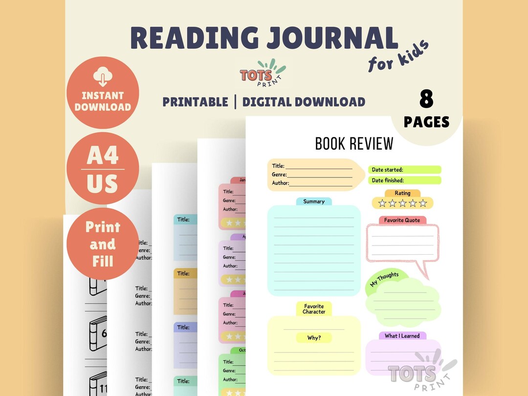 Reading Journal | Kids Printable | Book Tracker | Record Books Read ...