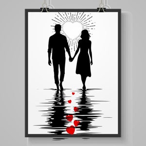 Couple in Love Holding Hands Print, Downloadable Wall Art