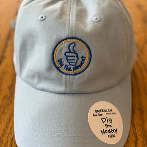 Vintage Dad Cap with &#39;Dig the Moment&#39; Front Embroidered Design, Baseball Hat, Baseball Cap