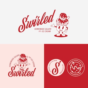 Cartoon logo design, Retro Premade Logo Template, Custom logo design, Logo design custom for business, Ice cream logo, cafe logo sign, logo