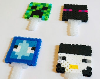 Set of 12 Mine game cupcake toppers ,pixel, fan art party favors, Steve, Creeper, gamer party, magnets, TNT, Mine cake