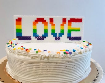 Celebrate LOVE!! Rainbow wedding cake topper -gay wedding - pride party -LGBT anniversary- reusable cake topper -gay marriage