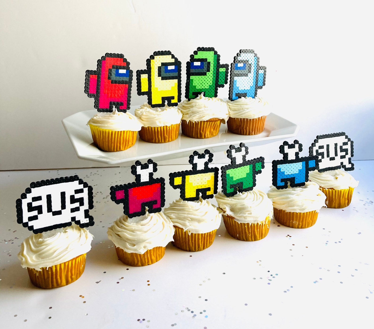 Set of 10 Among Us Cupcake Toppers imposter app games inner Etsy