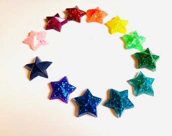 Set of 12 deluxe rainbow star magnets, reward magnets, teachers gifts, homeschooling, star resin magnets, refrigerator magnets