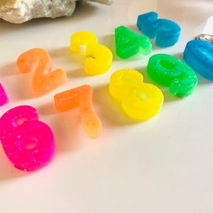 Set of 10 matte rainbow number magnets! Home school-virtual learning- fridge letters -sensory numbers- counting-toddler toys-resin magnet