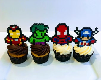 Set of four SUPERHERO cupcake toppers, Birthday favors,  SUPERHERO party, cupcake toppers,take home  party favors