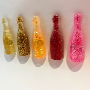 Glitter Bottle Magnets: Handmade Wine & Soda Fridge Magnets, Set of 8