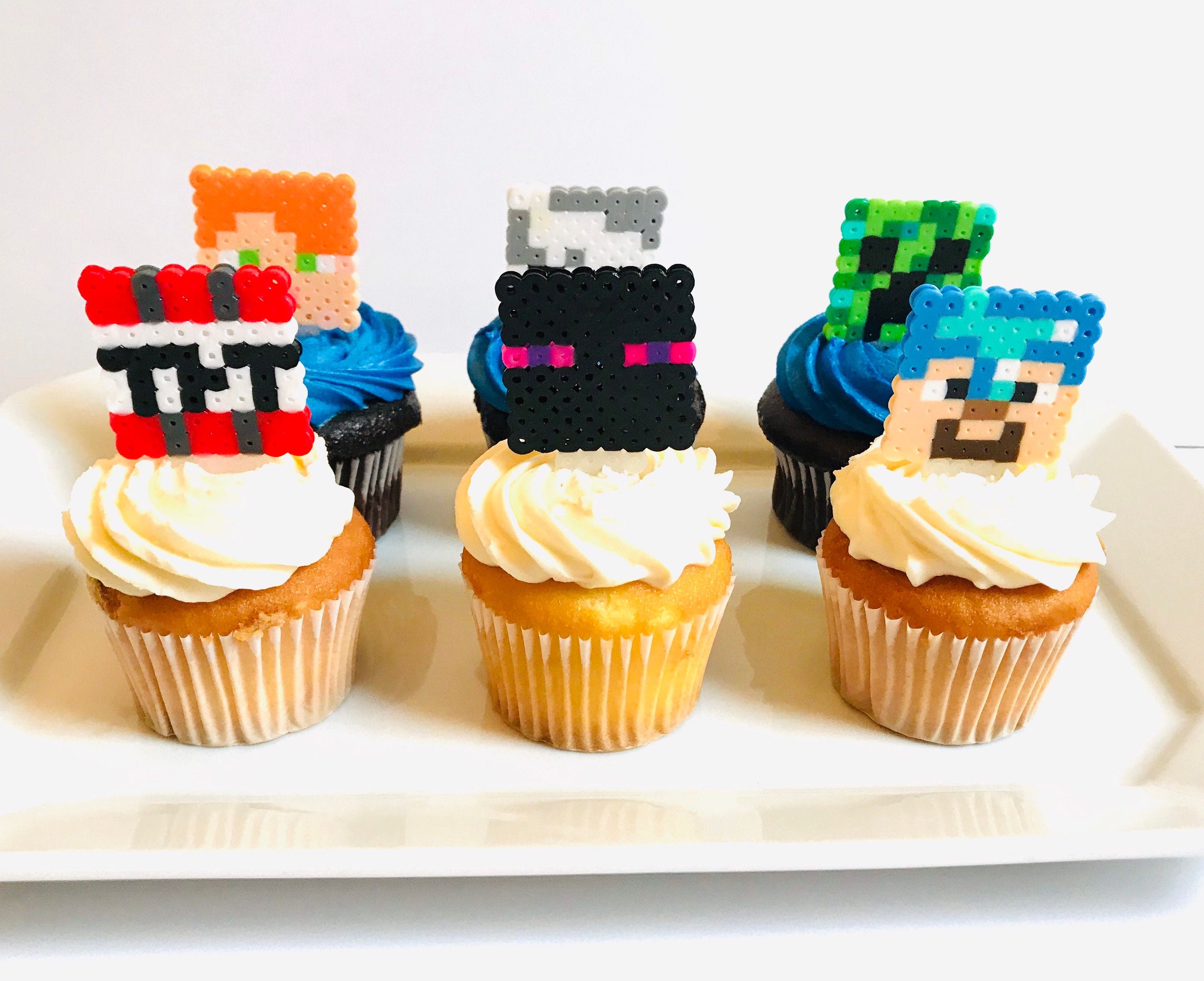 Minecraft Perler Character Cupcake Toppers