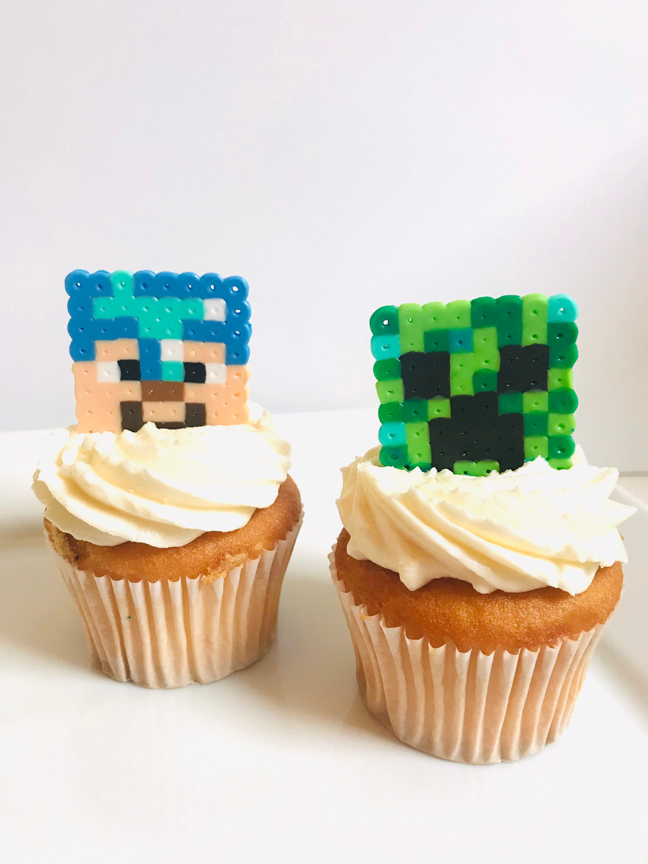 Set Of 12 Minecraft Cupcake Toppers Pixel Minecraft Party Etsy