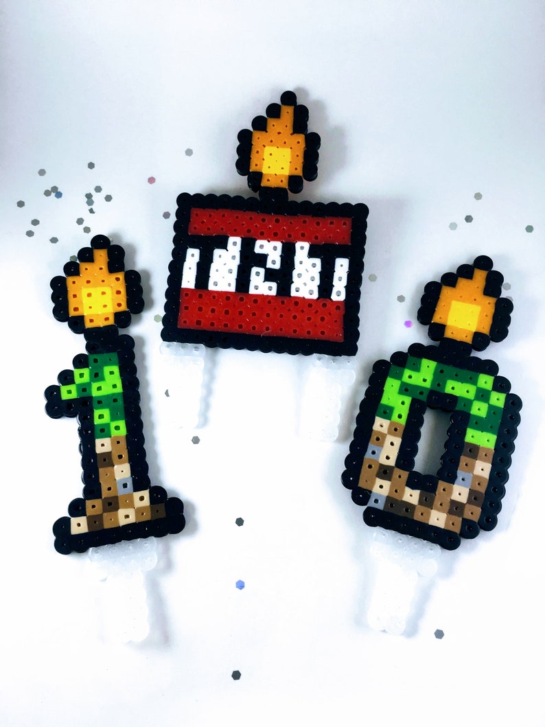Mine Craft Themed cake topper, Happy Birthday, 8 bit pixel fan art, cake toppers, party favors, TNT candles, custom numbers image 4
